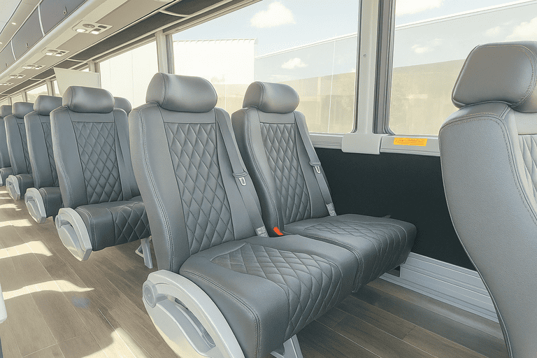 interior of Portsmouth Coach Bus Service charter bus
