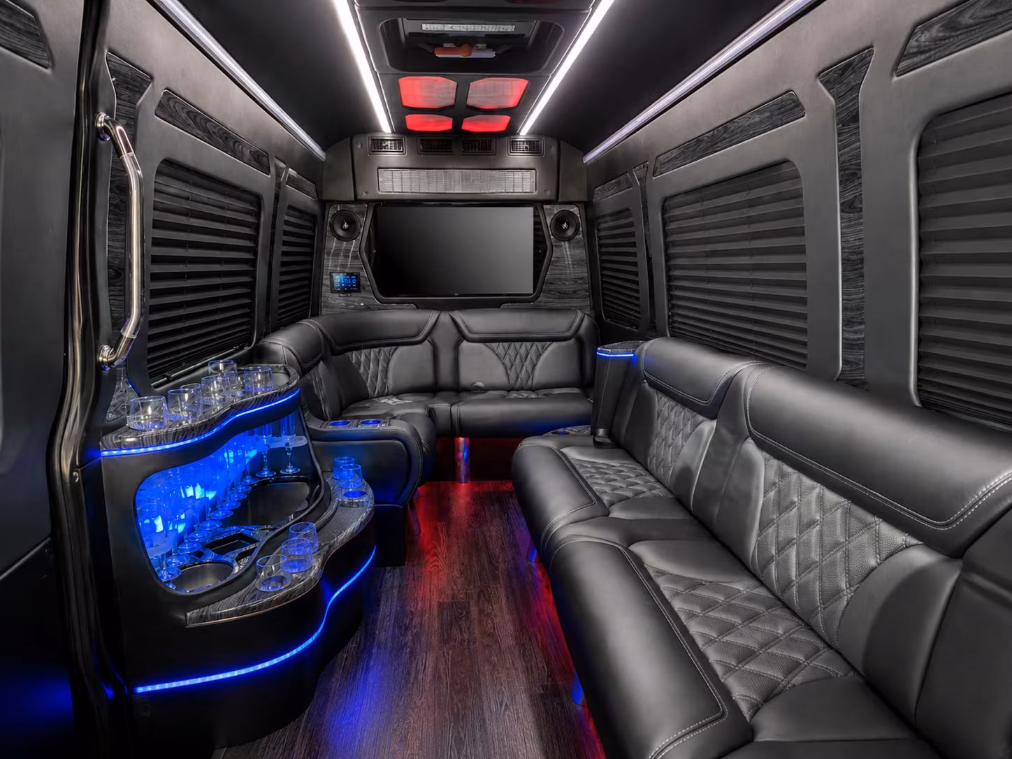 portsmouth 18 passenger party bus inside