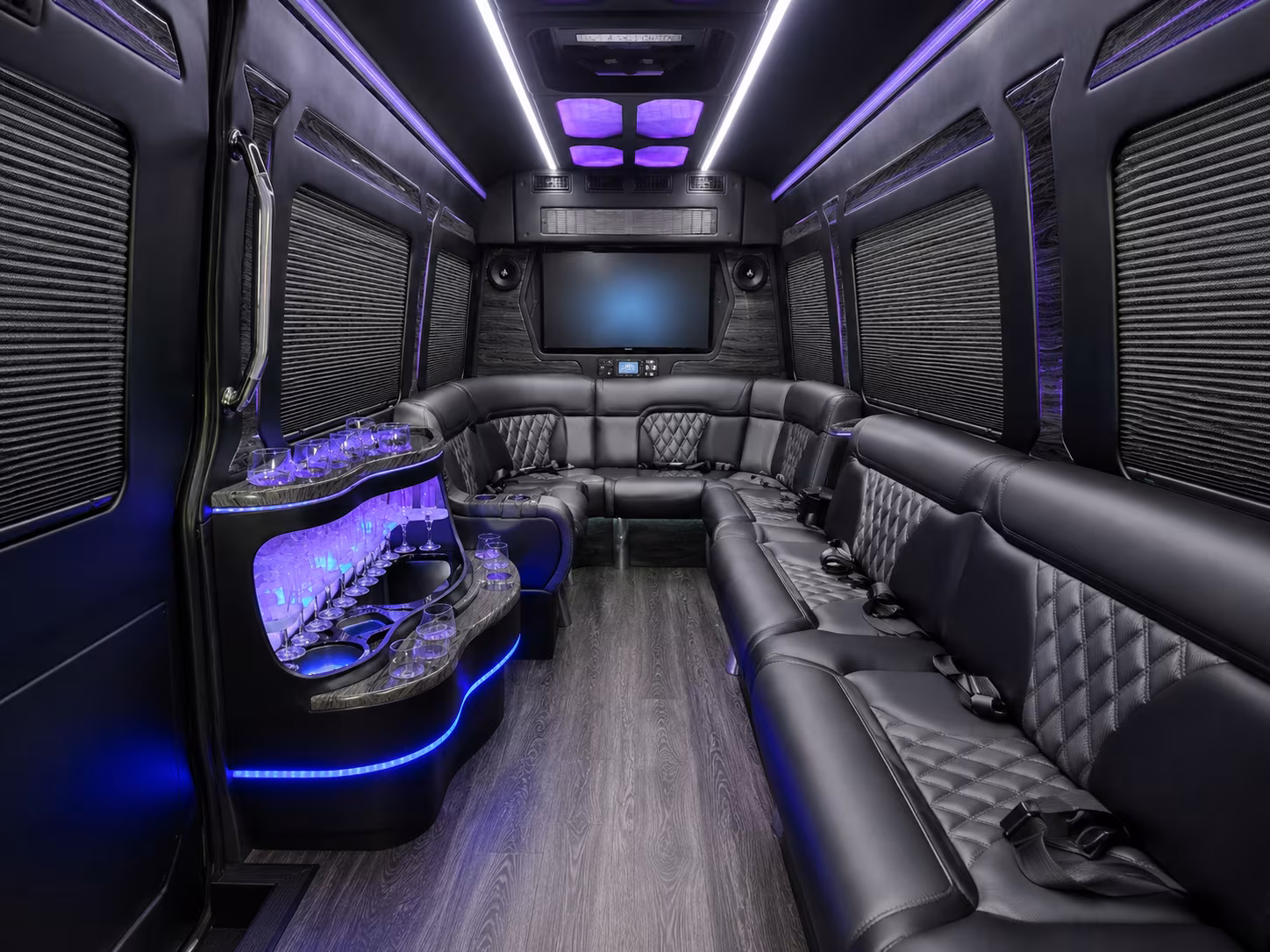 portsmouth 40 passenger party bus inside