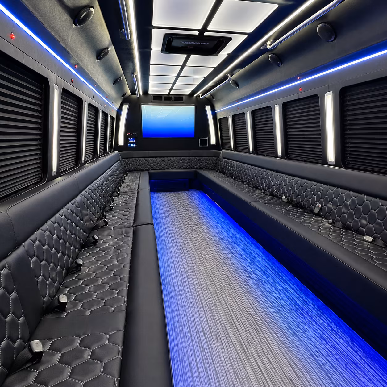 portsmouth 50 passenger party bus inside